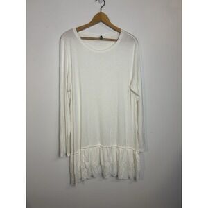 Poliana Plus Mini Dress Plus Size 2X Lightweight Stretch White Ruffle Hem